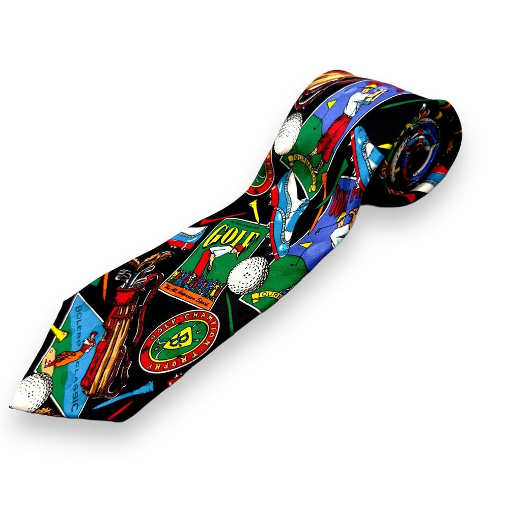 Addiction Mens Multicolor Silk Dress Tie Classic Golf Outdoors‎ Design 59" 3.75"